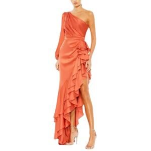 B1 Mac Duggal Gown Womens 10 Asymmetrical Ruffled Elegant Romantic Wedding